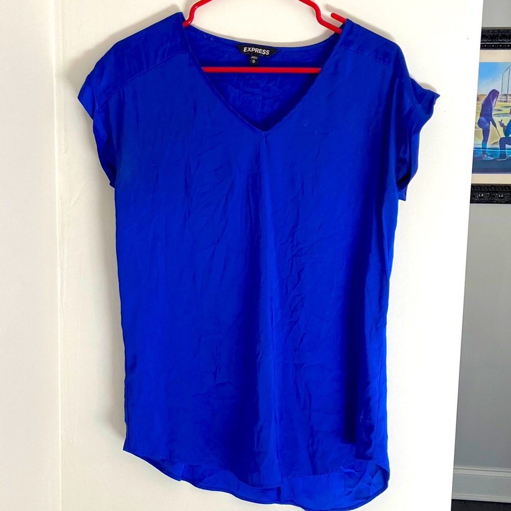Blue satin blouse